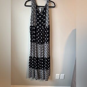 Black and White Patterned Boho Maxi Dress
